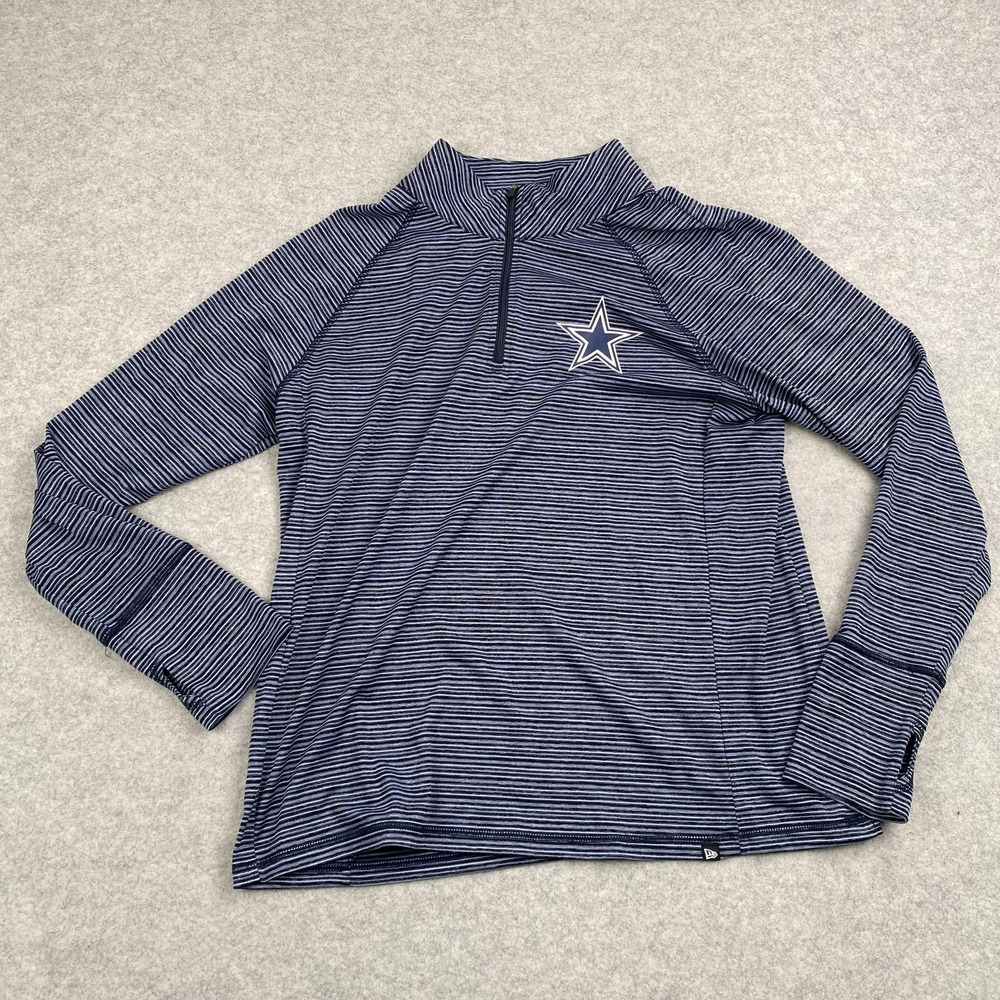 Dallas Cowboys Shirt Womens Large Blue NFL Football Team Apparel Quarter Zip